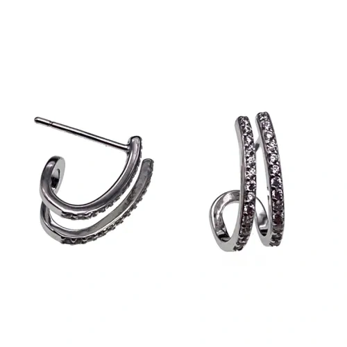 White CZ Hoop Earrings ( L47 )
