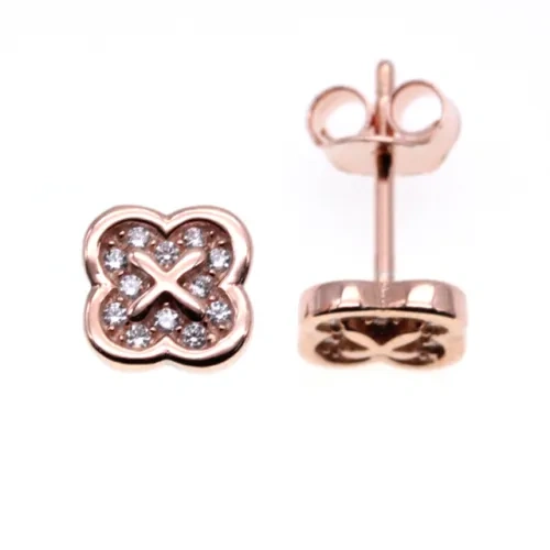 Stud Earrings with rose gold plated  ( L42 ),crown earring