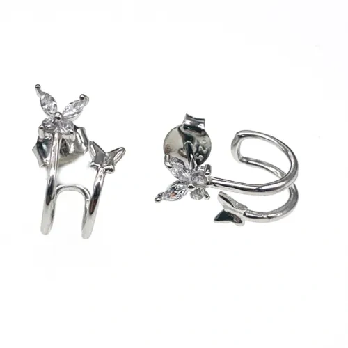 White CZ Hoop Earrings ( L47 )
