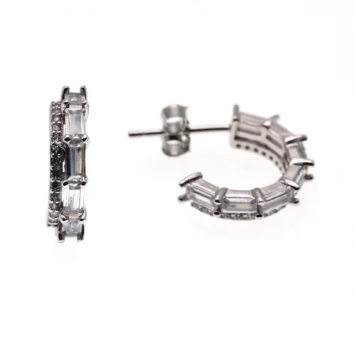 White CZ Hoop Earrings ( L42 )
