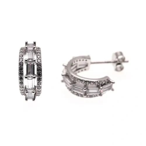 White CZ Hoop Earrings ( L42 )