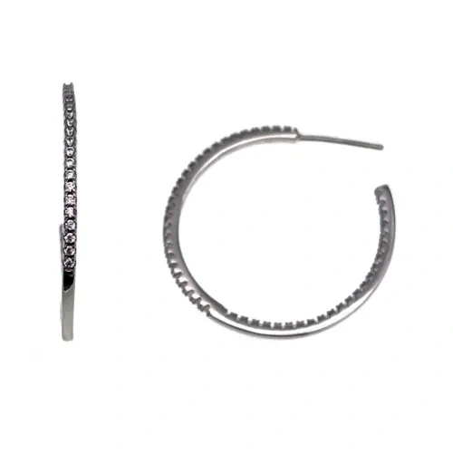 White CZ Hoop Earrings ( L47 )