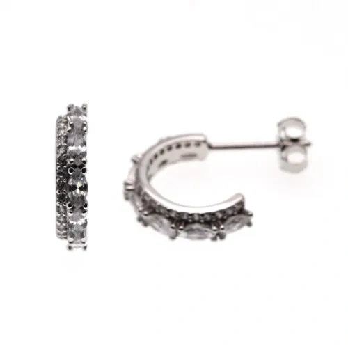 White CZ Hoop Earrings ( L42 )