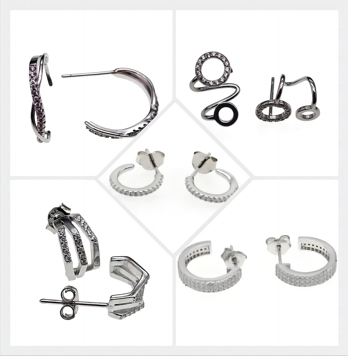 White CZ Hoop Earrings ( L42 )