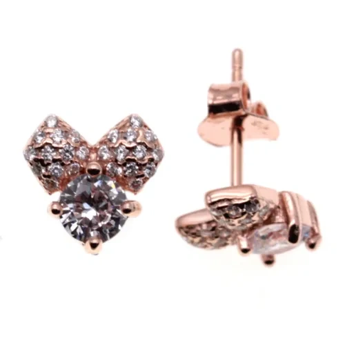 Rose Gold Heart Stud earrings ( L37 ),Flower Stud Earrings