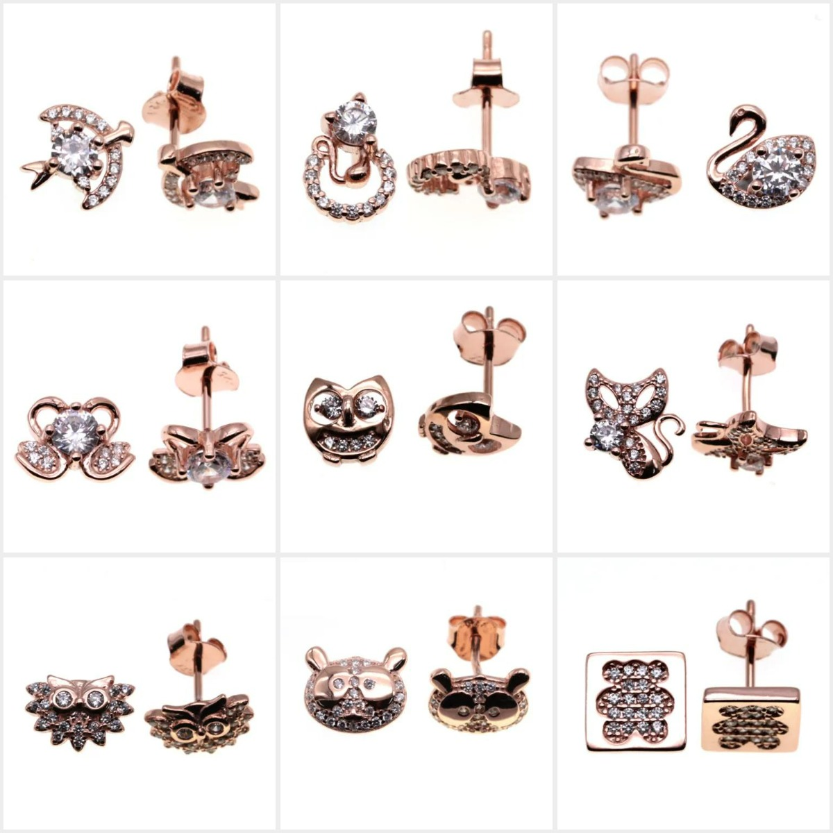 Owl&Bird&Goose&Cat&Bee Stud Earrings   ( L37 )