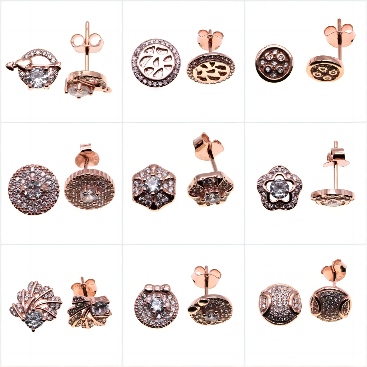 Rose Gold Stud earrings ( L37 ),Flower Stud Earrings