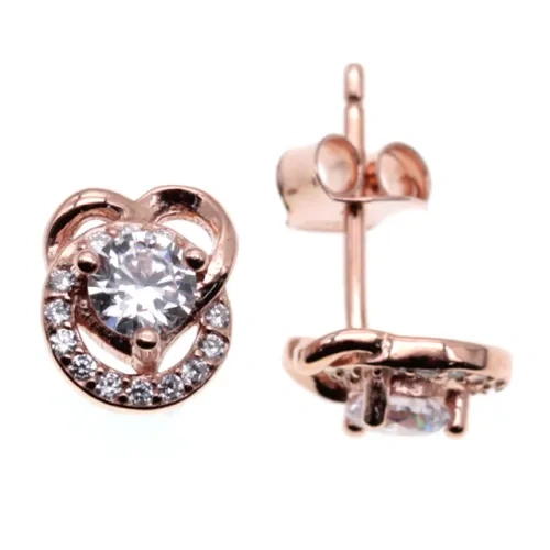 Rose Gold Heart Stud earrings ( L37 ),Flower Stud Earrings