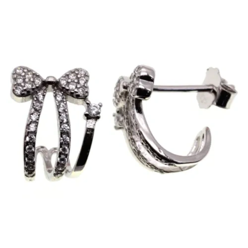 White CZ Hoop Earrings ( L42 )