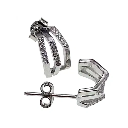 White CZ Hoop Earrings ( L42 )