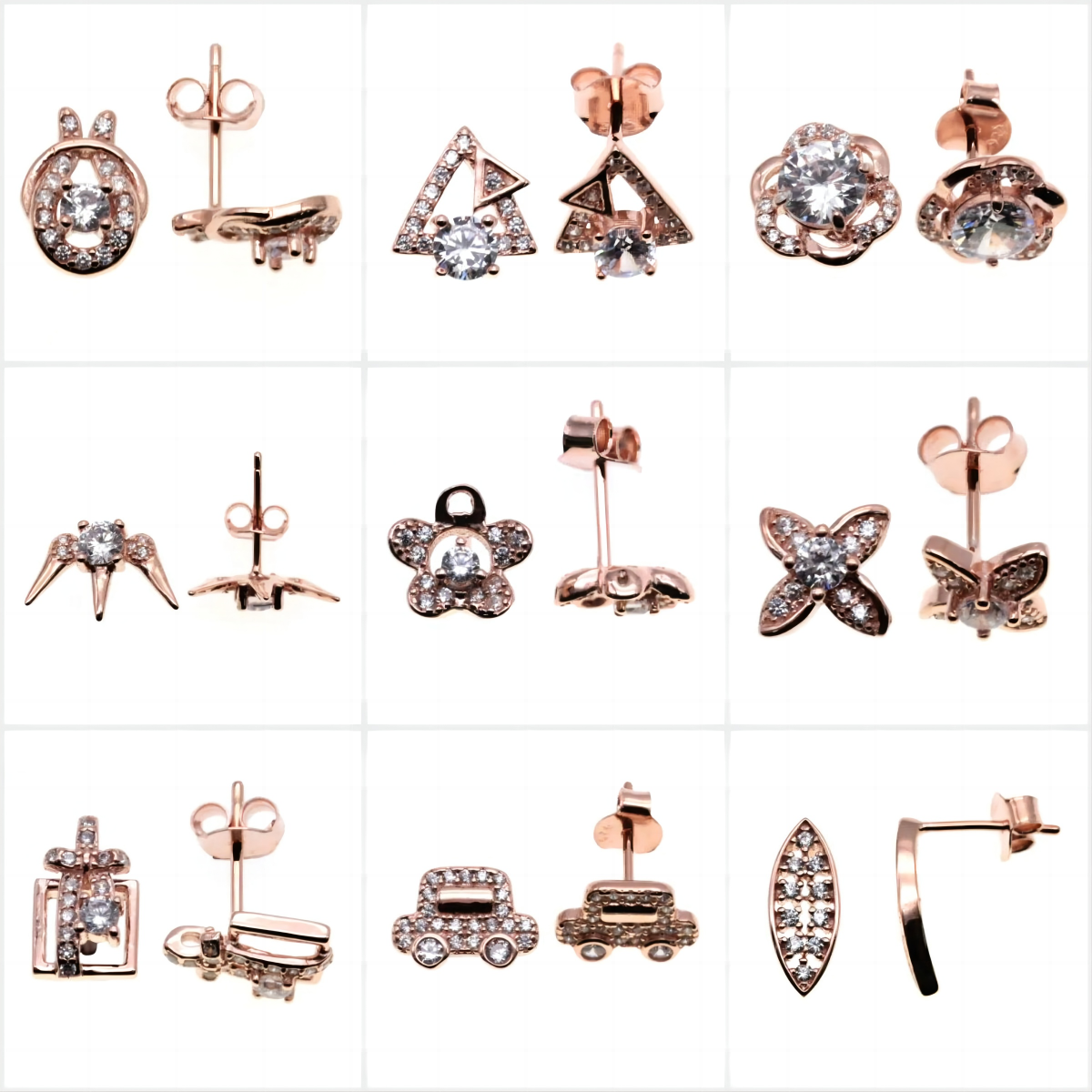 Rose Gold Stud earrings ( L37 ),Flower Stud Earrings