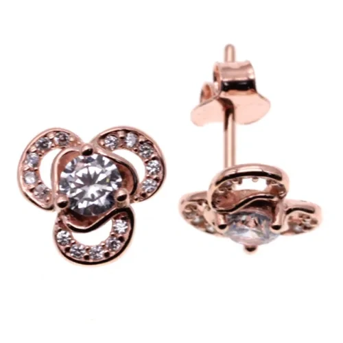 Rose Gold Heart Stud earrings ( L37 ),Flower Stud Earrings