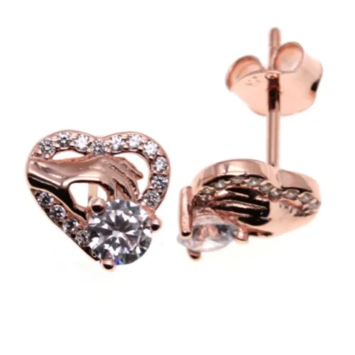 Rose Gold Heart Stud earrings ( L37 ),Flower Stud Earrings