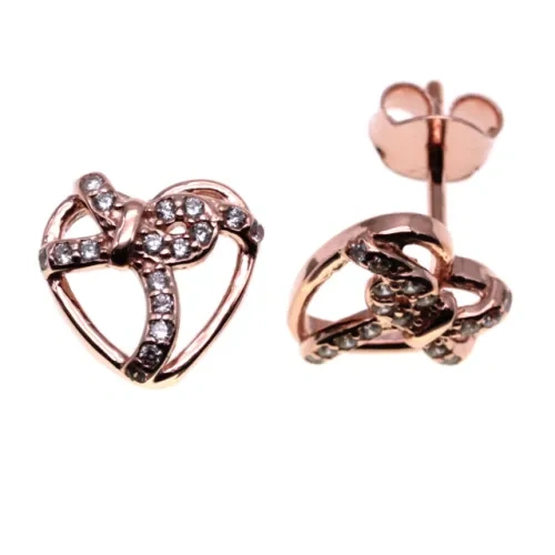 Rose Gold Heart Stud earrings ( L37 ),Flower Stud Earrings