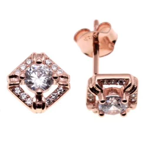 Rose Gold Heart Stud earrings ( L37 ),Flower Stud Earrings