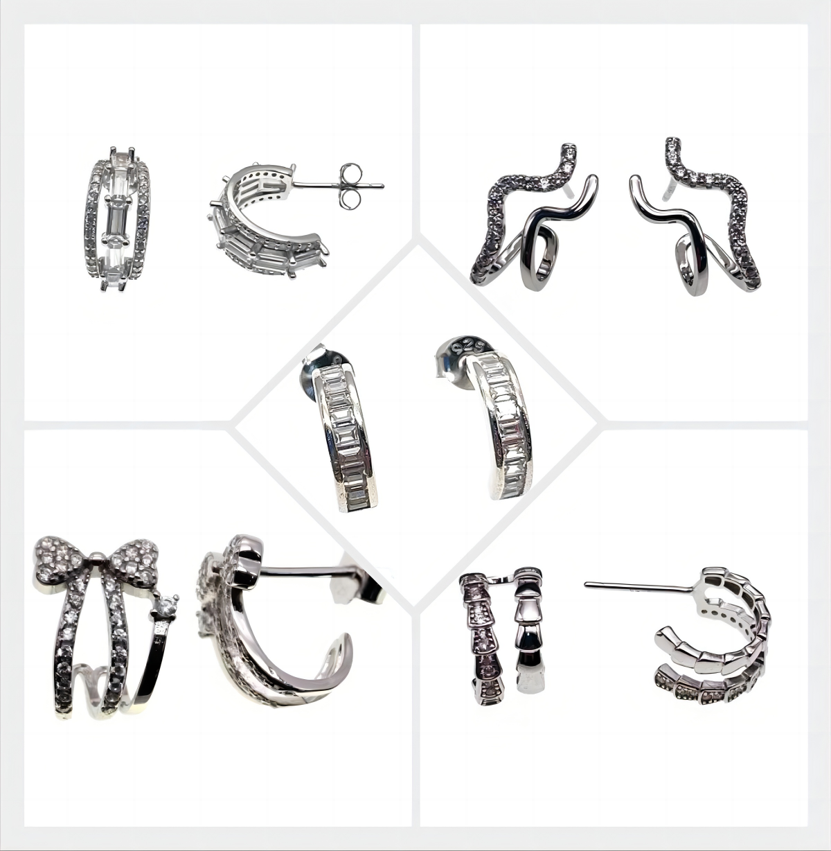 White CZ Hoop Earrings ( L42 )