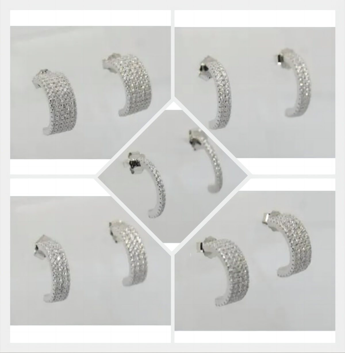 White CZ Hoop Earrings ( L42 )