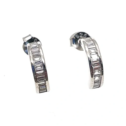 White CZ Hoop Earrings ( L42 )
