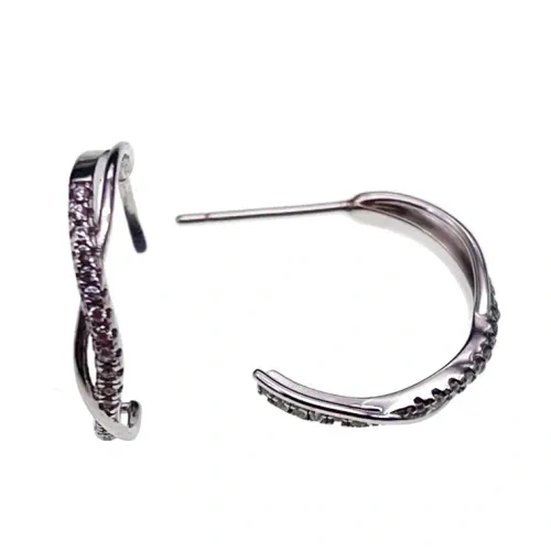 White CZ Hoop Earrings ( L42 )