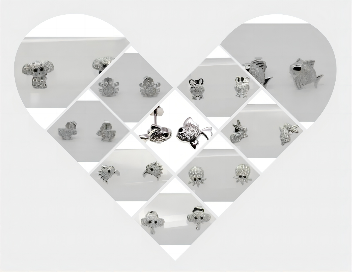Stud Gold Fish&Rabbit&Bird&Bear Earrings   ( L37 )