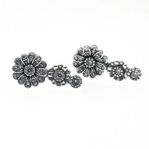 Oxidized Flower Stud Earrings ( L37 )