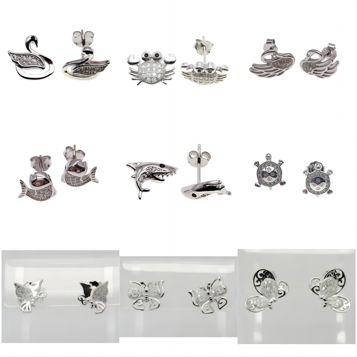 Butterfly&Turtle&Fish&Shark Stud Earrings   ( L32 )