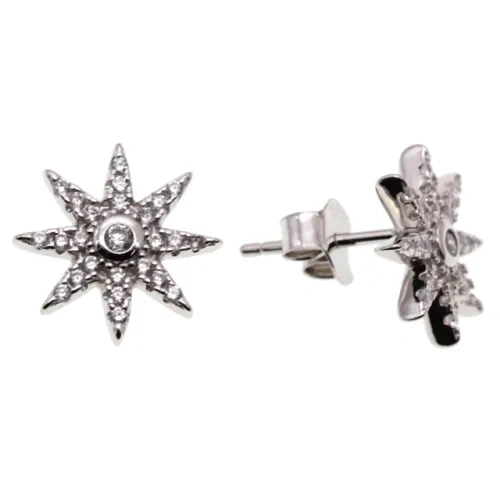 White CZ Seastar Stud Earrings ( L32 )