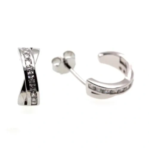 White CZ Hoop Earrings ( L32 )