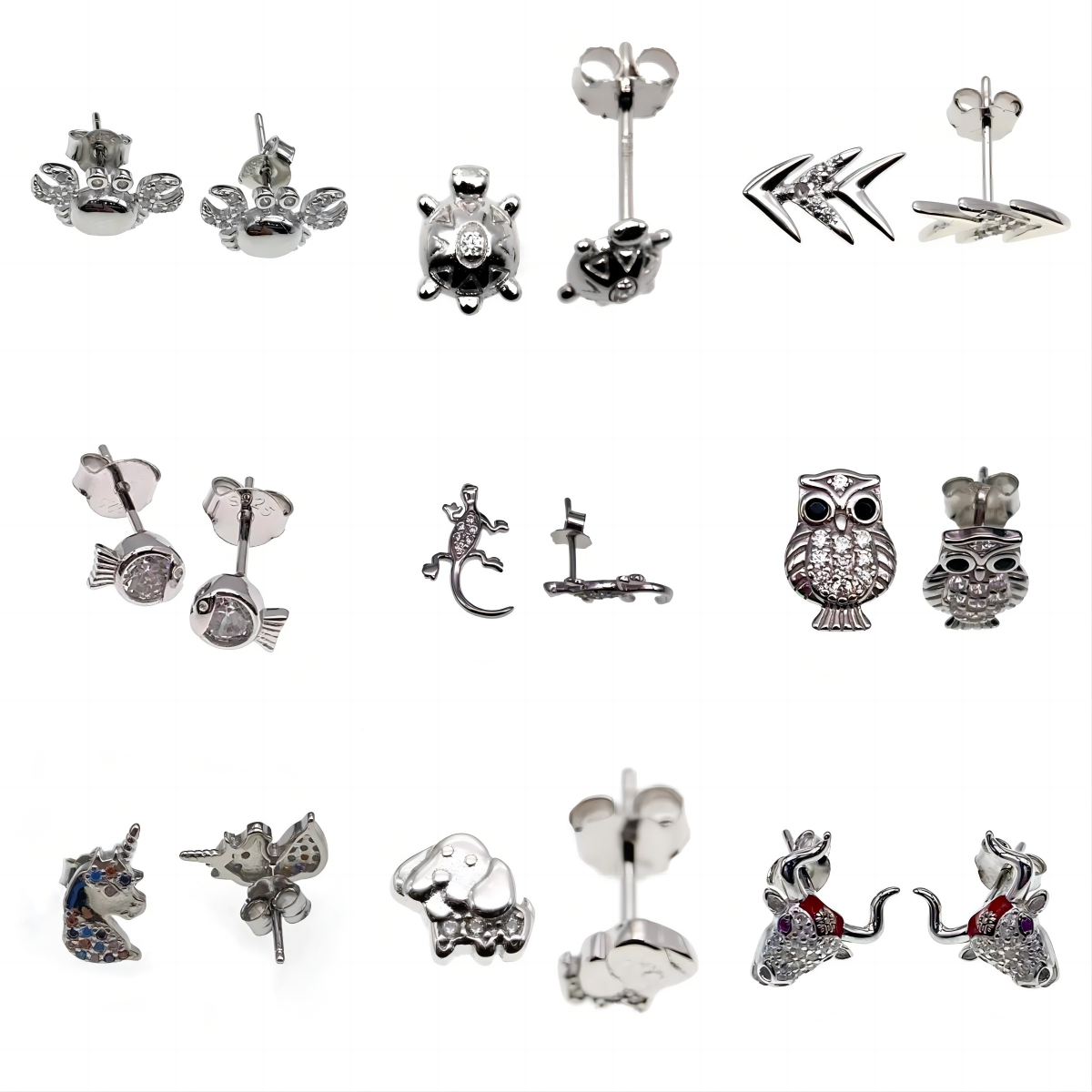 Dog&Turtle&Fish&Cow&Owl Stud Earrings   ( L48 )