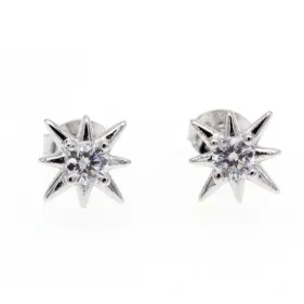 White CZ Moon&Star Stud Earrings ( L32 )