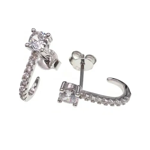 White CZ Hoop Earrings ( L32 )
