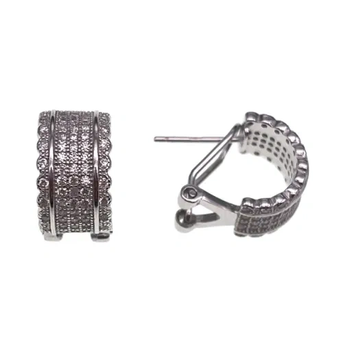 White CZ Hoop Earrings ( L32 )