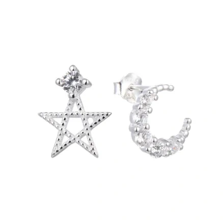 White CZ Seastar Stud Earrings ( L32 )