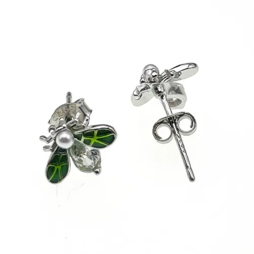 White CZ Stud Bee Earrings ( L58)