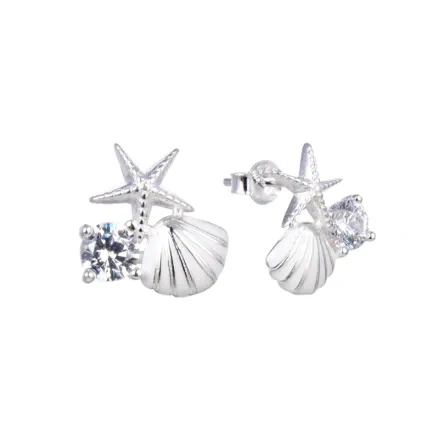 White CZ Seastar Stud Earrings ( L32 )