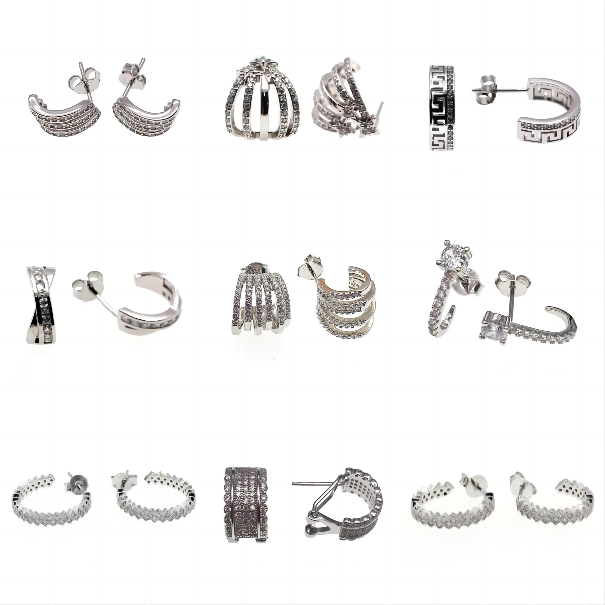 White CZ Hoop Earrings ( L32 )