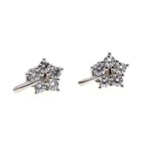 White CZ Moon&Star Stud Earrings ( L32 )