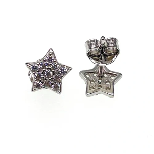 White CZ Moon&Star Stud Earrings ( L32 )