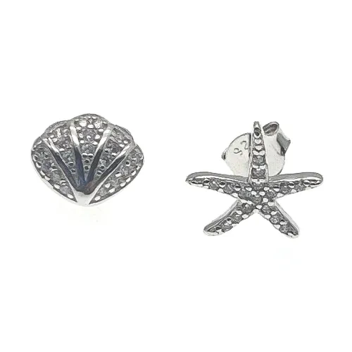 White CZ SeaStar Stud Earrings ( L48 )