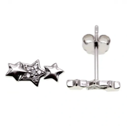 White CZ Moon&Star Stud Earrings ( L48 )