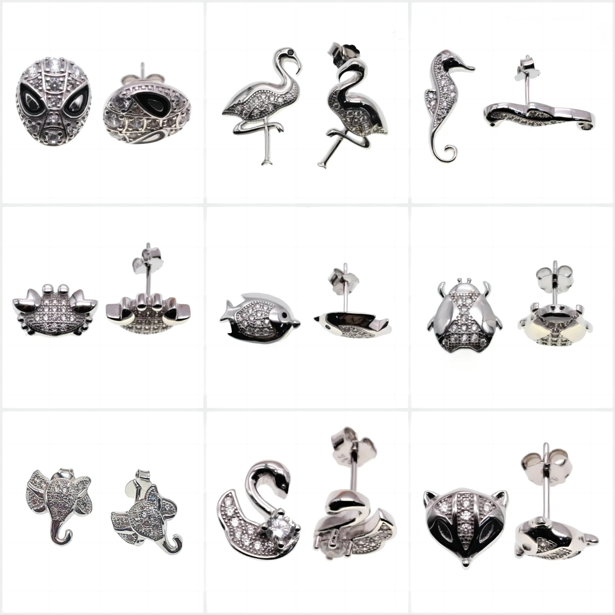 Seahorse&elephone&goose&wolf&bird&Spiderman&Fish Stud Earring ( L27 )