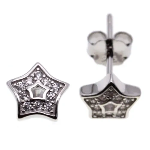 White CZ Moon&Star Stud Earrings ( L32 )