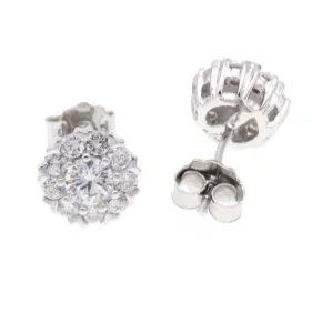 White CZ Flower Stud Earrings ( L27 )