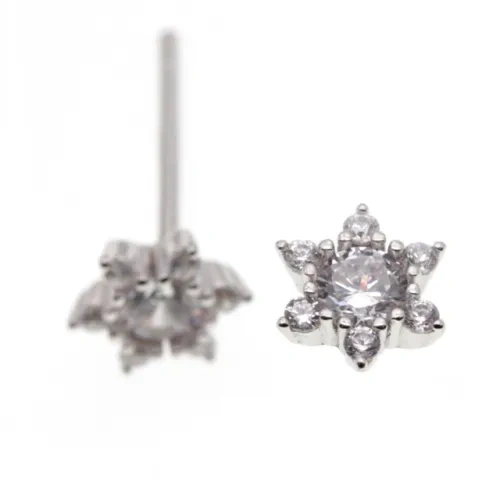 White CZ Moon&Star Stud Earrings ( L32 )