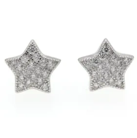 White CZ Moon&Star Stud Earrings ( L48 )
