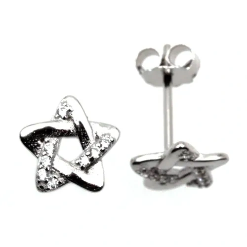 White CZ Moon&Star Stud Earrings ( L32 )