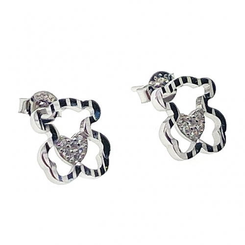Stud Bear Earring with heart - L37