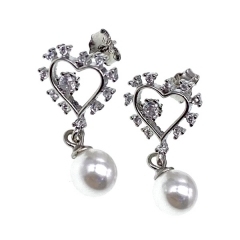 Hanging Stud Heart Earring   - L27