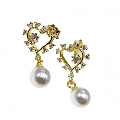 Hanging Stud Heart Earring   - L27
