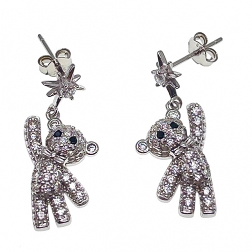 Hanging Stud Bear Earring   - L27
